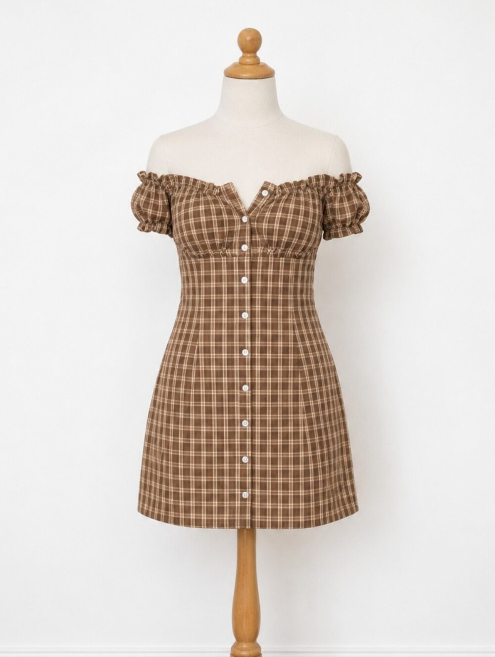 Plaid Button Mini Dress Size Small